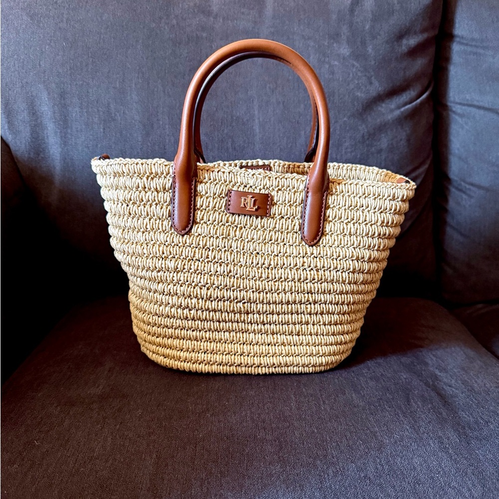 Lauren Ralph Lauren Woven Straw Medium Brie Bg